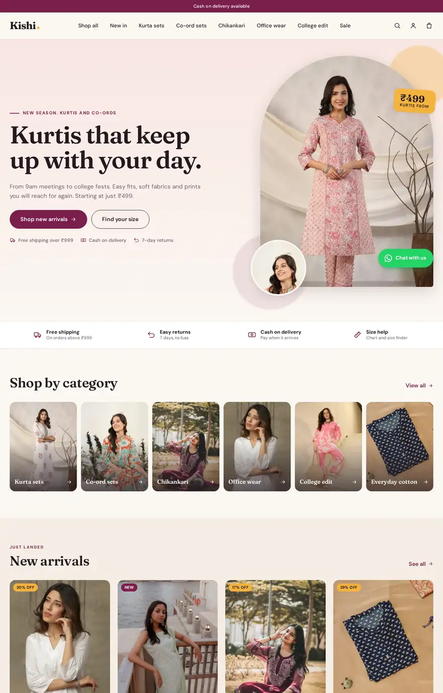 Kishi store homepage